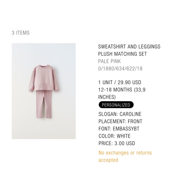 ZARA Kids Sweatshirt and Leggings Set - 12/18M - Picture 1 of 4
